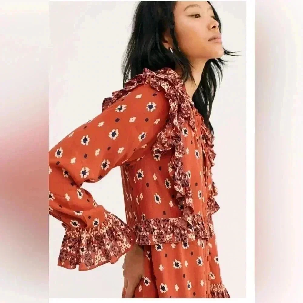 FREE PEOPLE CALICO SKIES MIDI DRESS